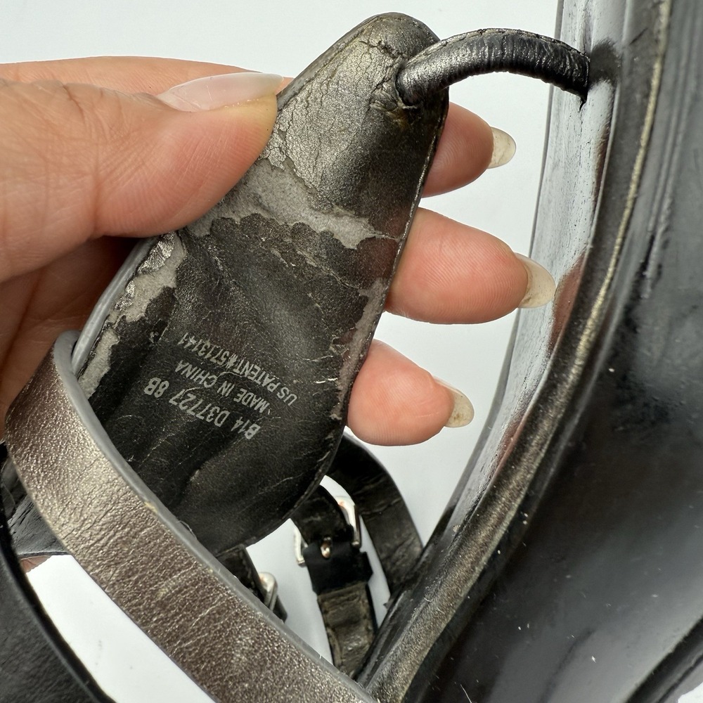 Cole Haan NikeAir Women's Wedge Sandals‎ Size 8 Metallic Gray Leather Thong - Picture 9 of 11